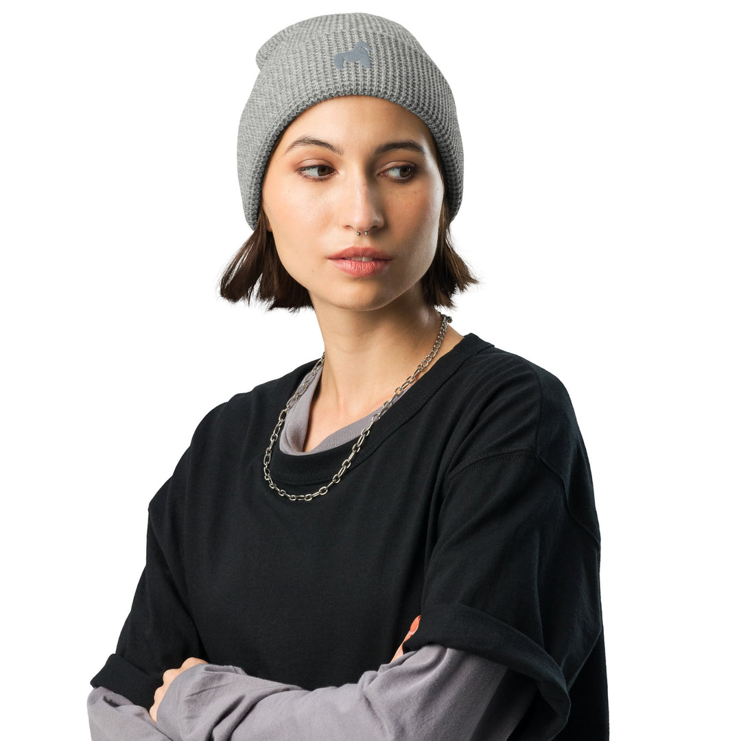 Gorilla-waffle-beanie-heather-grey-front-653d1dd4b6e48-min