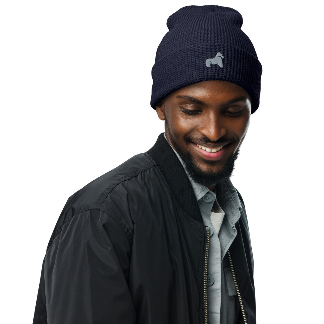 Gorilla-waffle-beanie-navy-front-653d1dd4b6bc9-min