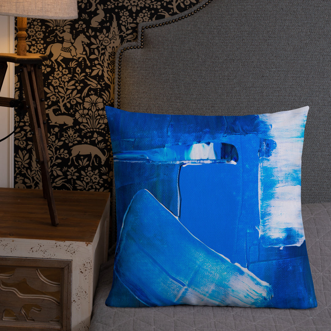 Premium Sofa Cushion Blue Brush