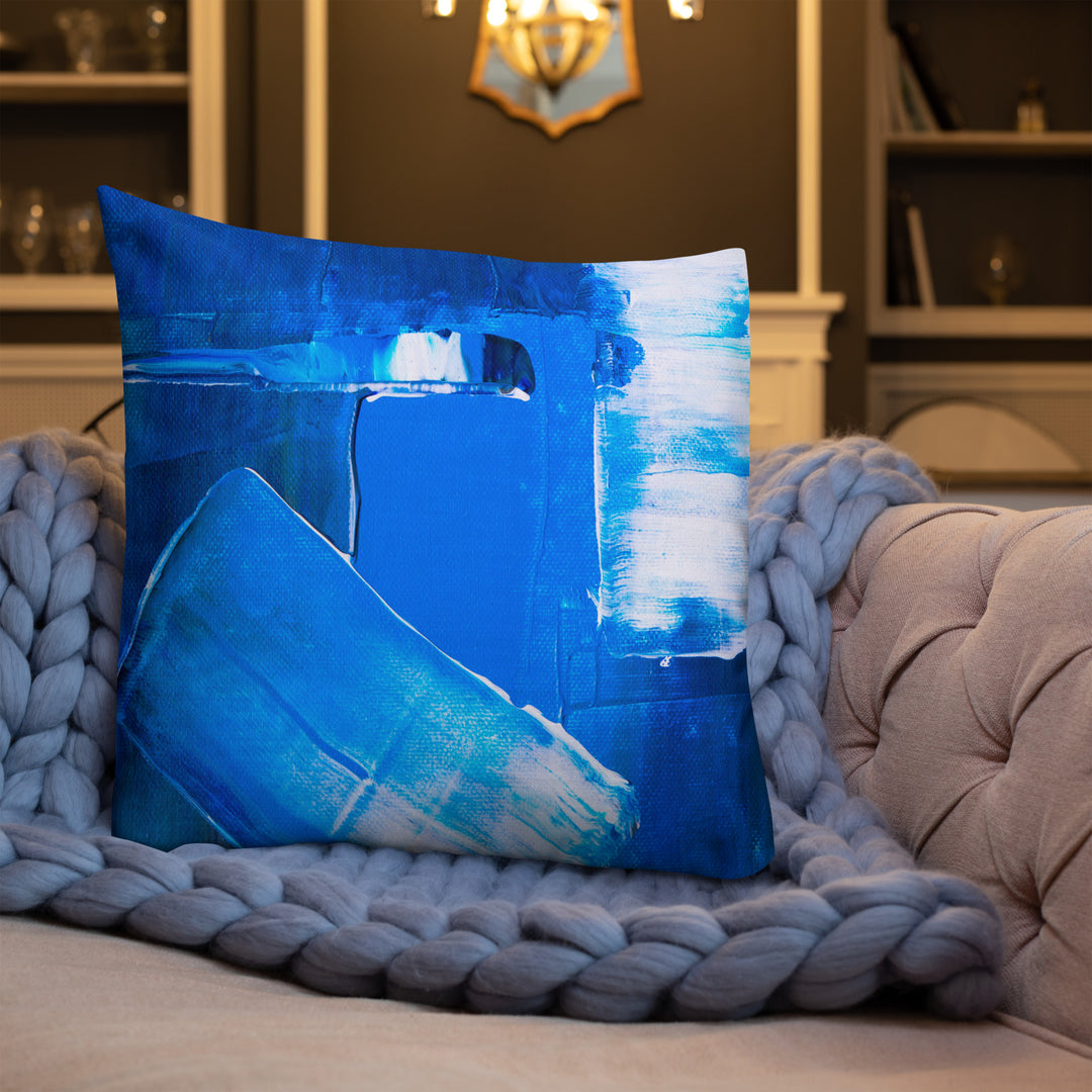 Premium Sofa Cushion Blue Brush