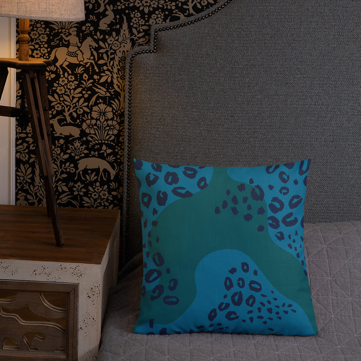 Premium sofa cushion blue leopard