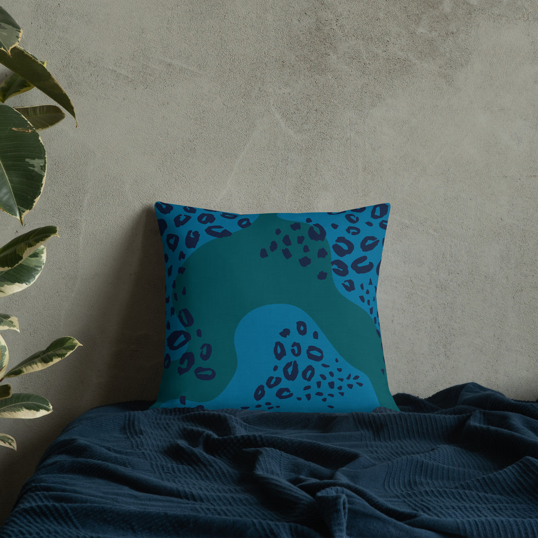 Premium sofa cushion blue leopard