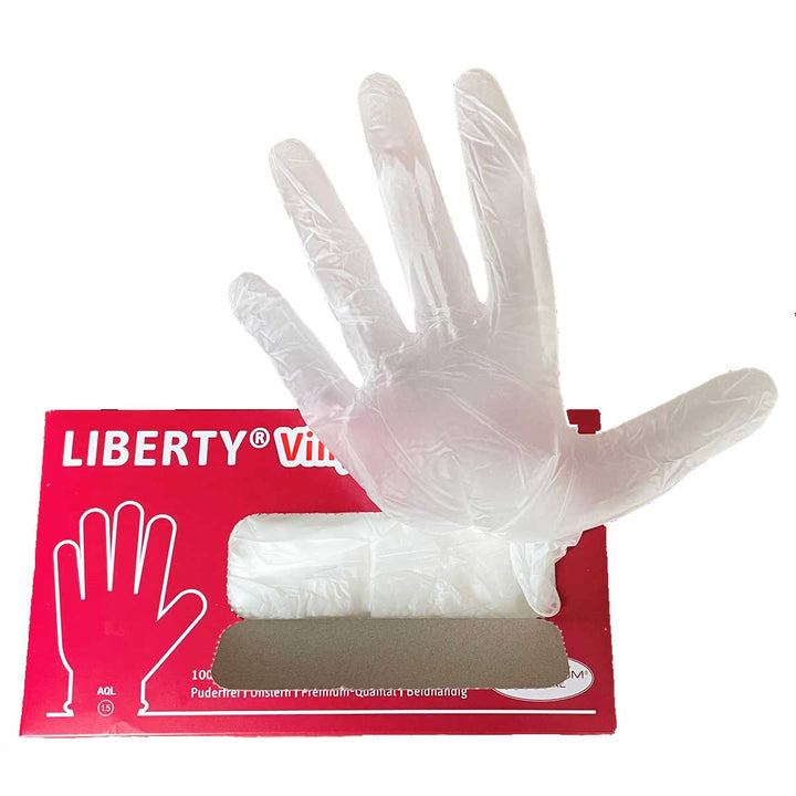 Praxis Klinik Bedarf Einweghandschuhe LIBERTY Vinyl Handschuhe soft, 100 Stück Rehaforum guenstig online kaufen bei Gorilla Gesund