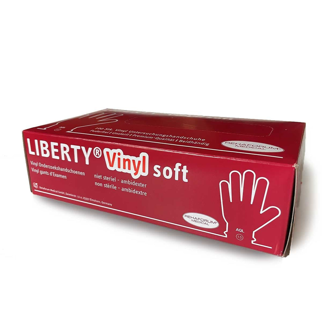 Praxis Klinik Bedarf Einweghandschuhe LIBERTY Vinyl Handschuhe soft, 100 Stück Rehaforum guenstig online kaufen bei Gorilla Gesund